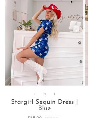 Sequin Star Mini Dress in Blue